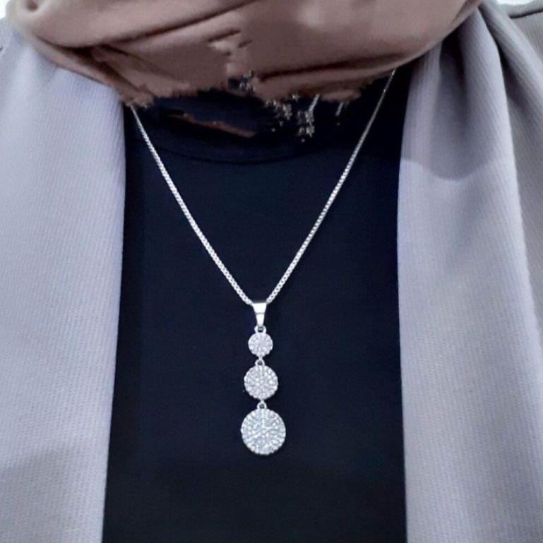 T29K kalung  liontin bola3 hijab   fashion wanita titanium original anti luntur dan karat