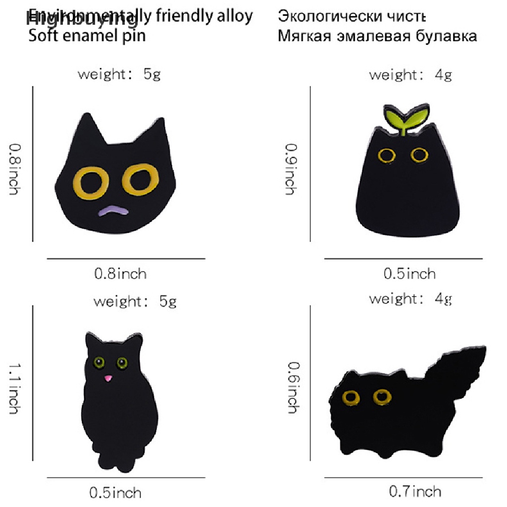 Bros Pin Enamel Desain Kartun Hewan Kucing Hitam Bahan Logam Gaya Punk Untuk Aksesoris Ransel Glory