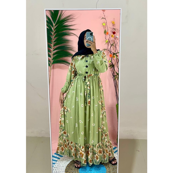 GAMIS CERUTY  JUMBO [ BB 70-90 KG] KANCING MOTIF BUNGA TERBARU