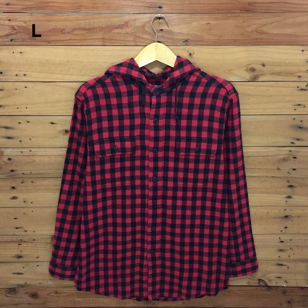 Kemeja Flannel Hoodie Polo By Ralph Lauren Size L