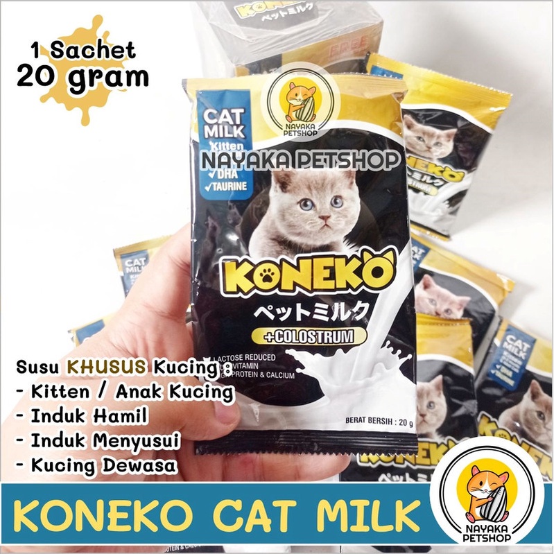 Koneko Cat Milk 20 gr Satuan 1 Sachet Susu Anak Kucing Kitten Indukan Hamil Menyusui Adult