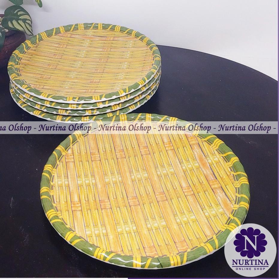 Laris Lagi--Piring Melamin Motif Anyaman | Piring Saji Milamin | Piring Motif Daun | Piring Ikan Bak