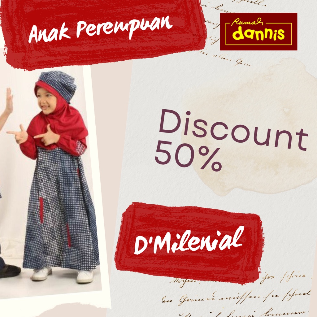 SALE BMA Baju Muslim Anak Perempuan Sarimbit D'Milenial Dannis (Size -0,12)