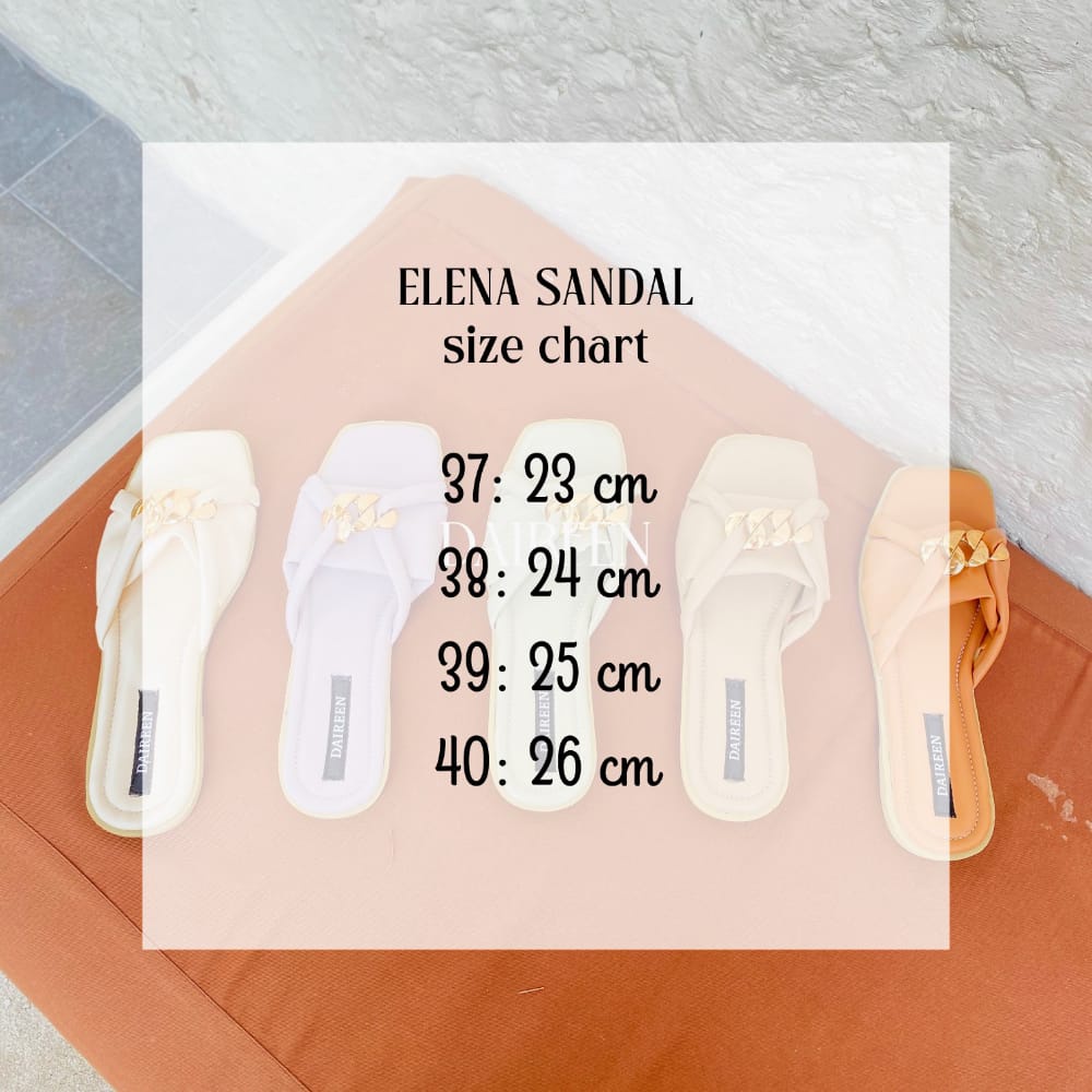 DAIREEN sandal wanita Flat Elena premium best seller model terbaru 2022 warna Cream purple green mint  apricot dan coksu ukuran 37-40