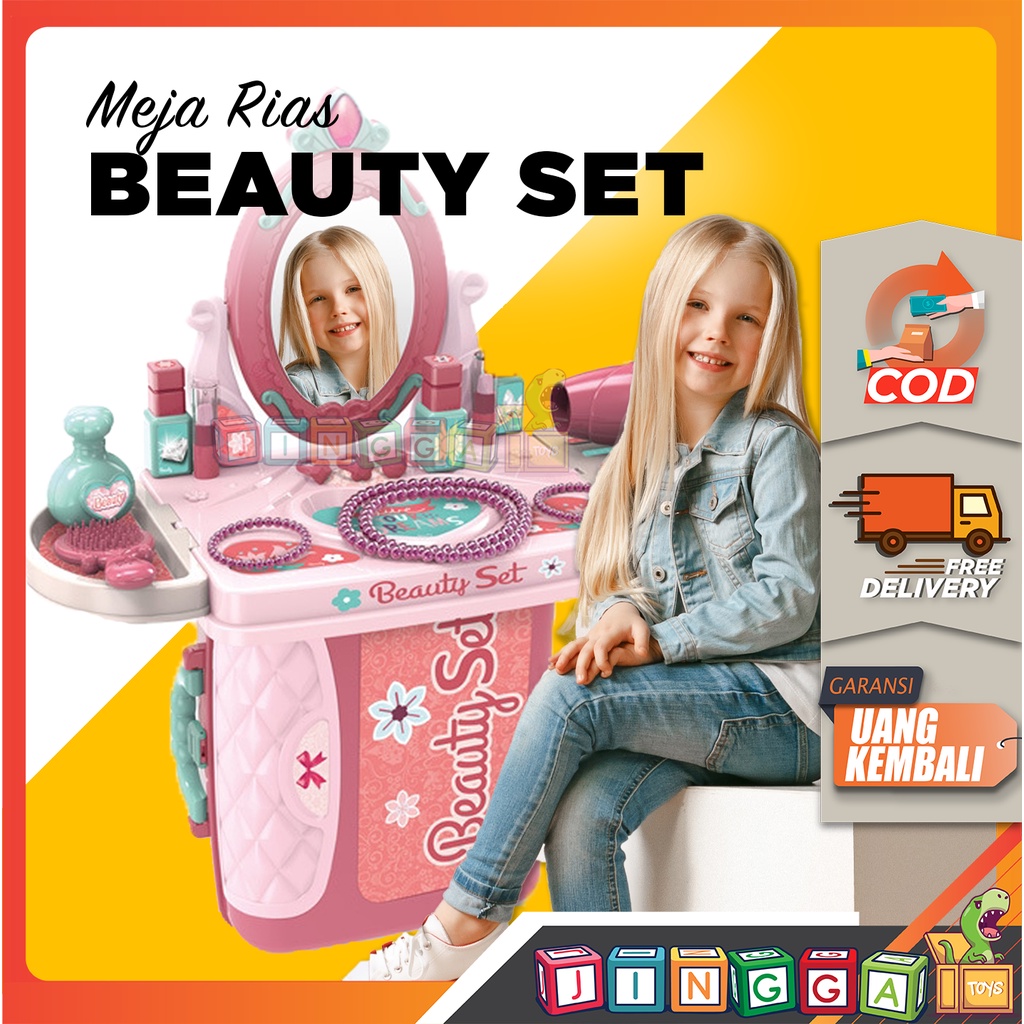 MAINAN MAKE UP ANAK PEREMPUAN KOSMETIK BEAUTY SET KOPER MEK UP SET MEJA RIAS MEKAP MIKAP CEWEK