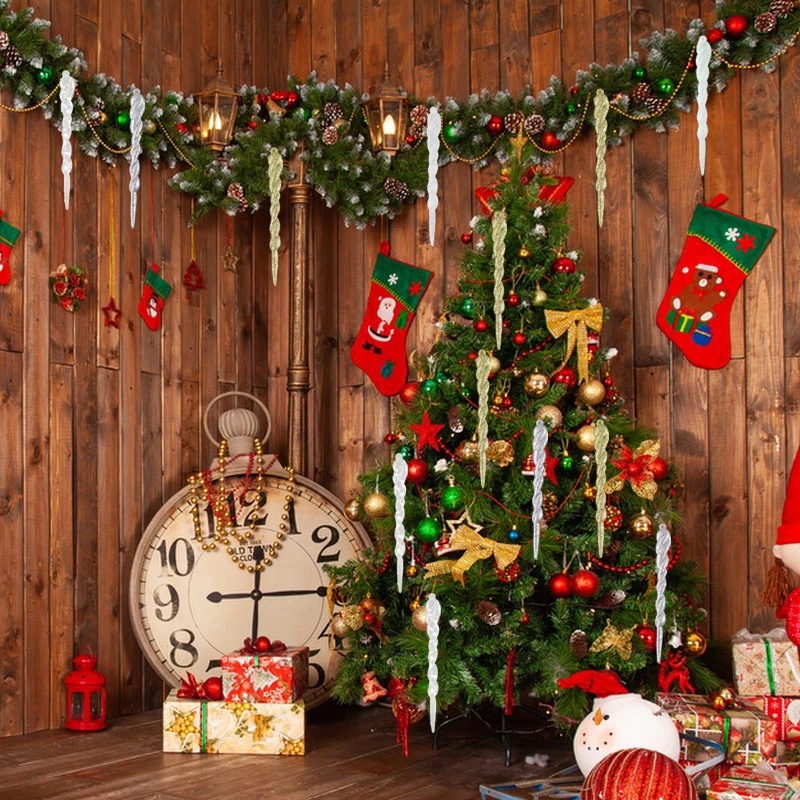 5pcs / set Ornamen Es Gantung Imitasi 13cm Untuk Dekorasi Pohon Natal / Tahun Baru / Musim Dingin