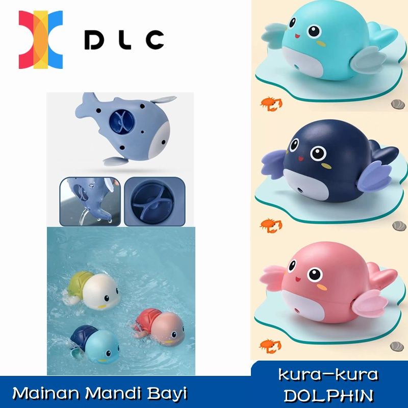Mainan mandi bayi kura kura berenang bergerak - Mainan mandi bayi lumba lumba berenang kualitas impor