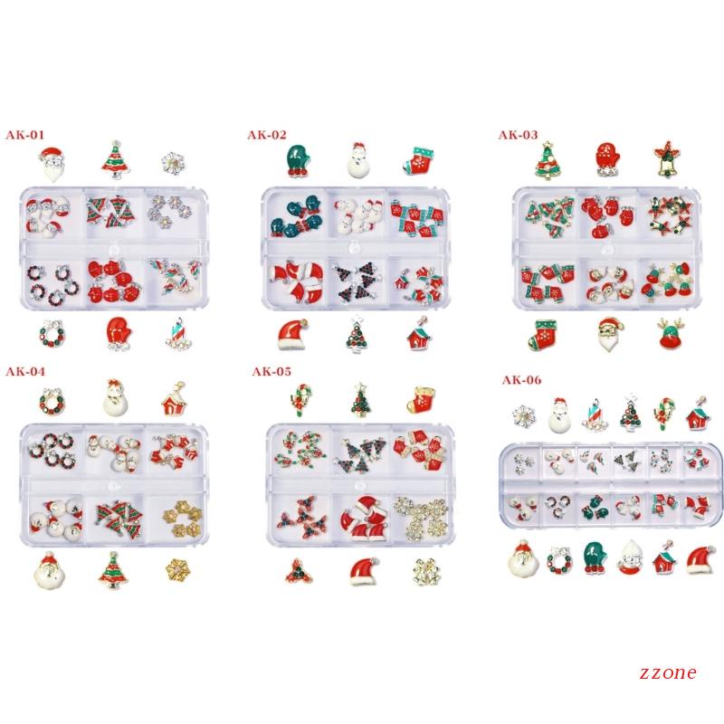 Zzz Ornamen Berlian Imitasi Tema Natal Untuk Dekorasi Nail Art DIY