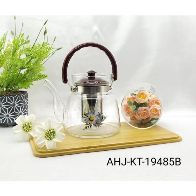 Glass Teapot Maker Teko Teh Kaca Dengan Saringan 1200Ml Teko Teh Kopi