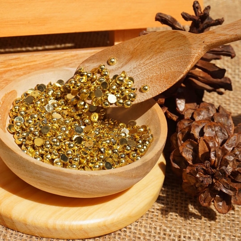 [MUTBEL GOLD GLOSSY] manik mutiara belah glossy size 2mm 3mm 4mm 5mm / manik kerajinan tangan/manik 