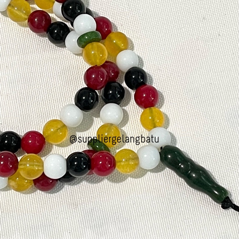 Tasbih black jade giok onyx red marjan yellow carnelian mix