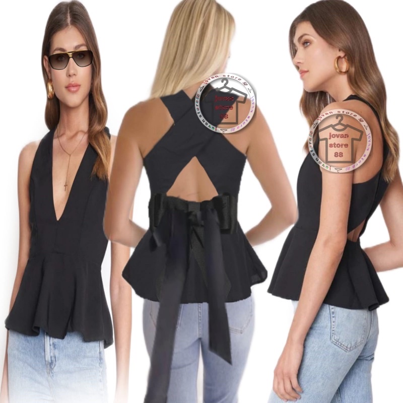 Express Top Sleeveless Cross Back. Tanktop Silang Belakang