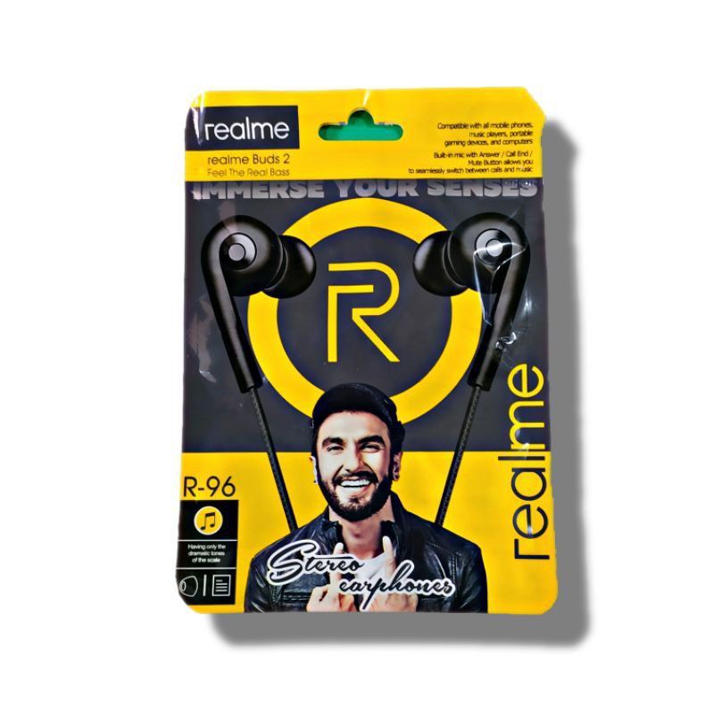 earphone realme buds r96 hf extra bass headset handsfree roxy