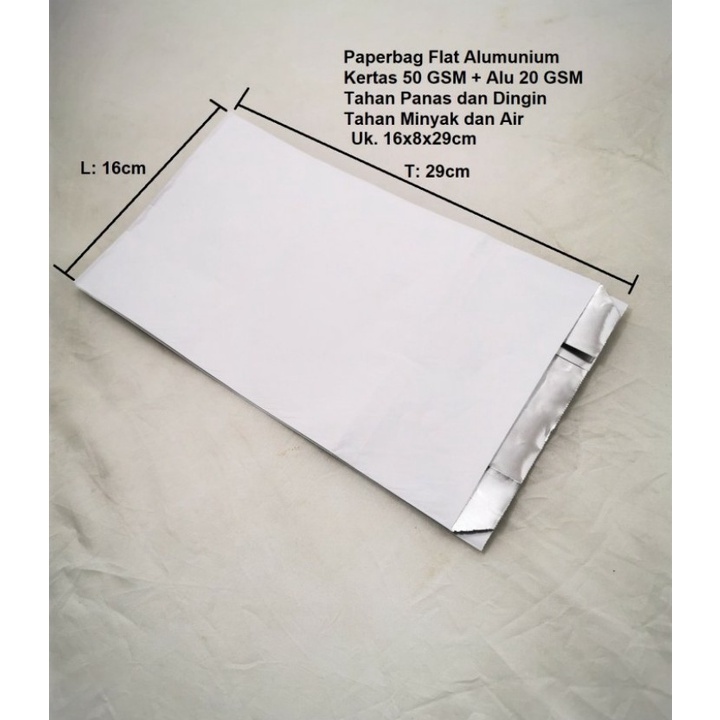 

Paperbag Flat Aluminium 16x7x29cm ( Uk.M ) Tahan Panas,Dingin,Minyak,Air