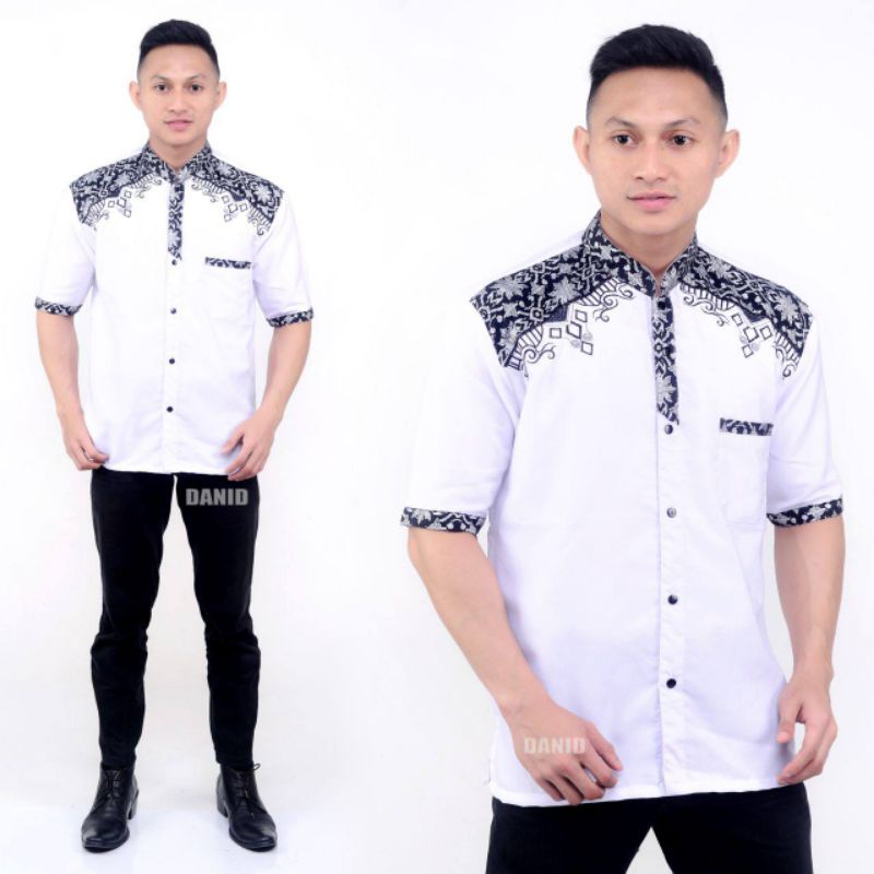 Koko Bordir Kombinasi Batik Lengan Pendek Terlaris Size M, L, XL #9 ( ORIGINAL )