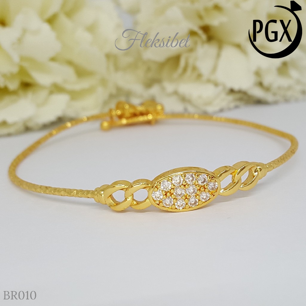 PGX Gelang Bangle Fleksibel Perhiasan Xuping Lapis Emas - BR010