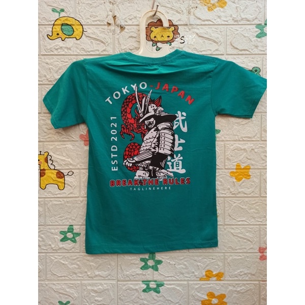 KAOS ANAK MURAH SAMURAI WARNA RANDOM TOKYO JAPAN SABLON BELAKANG