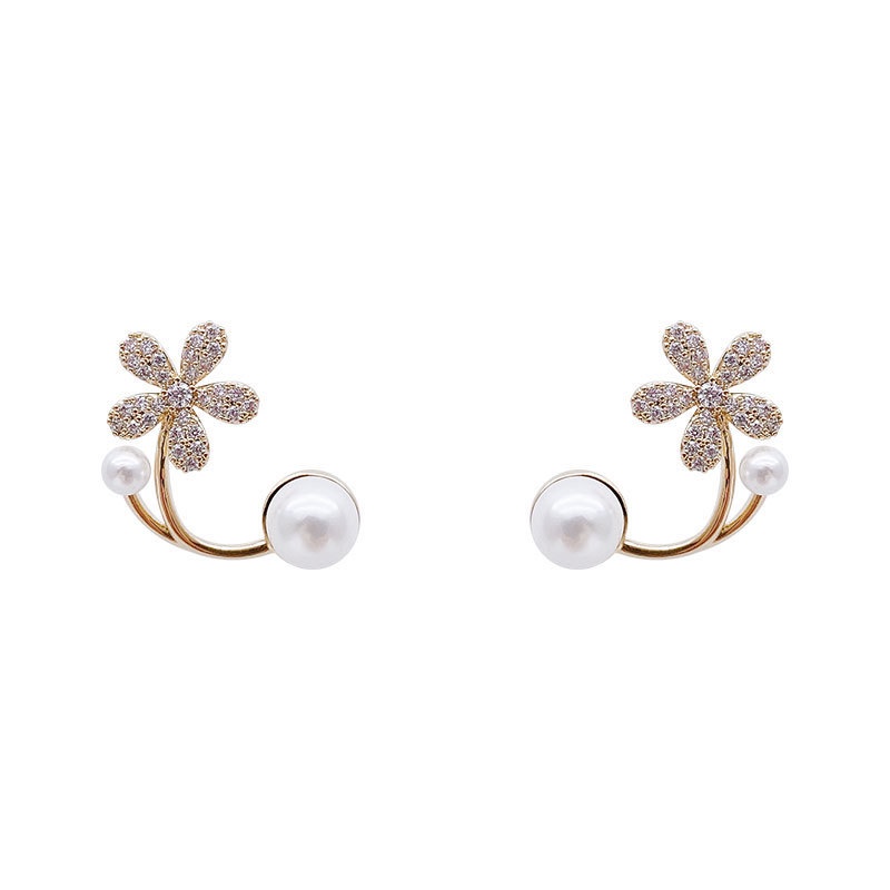 Anting Mutiara Bentuk Bunga Gaya Korea