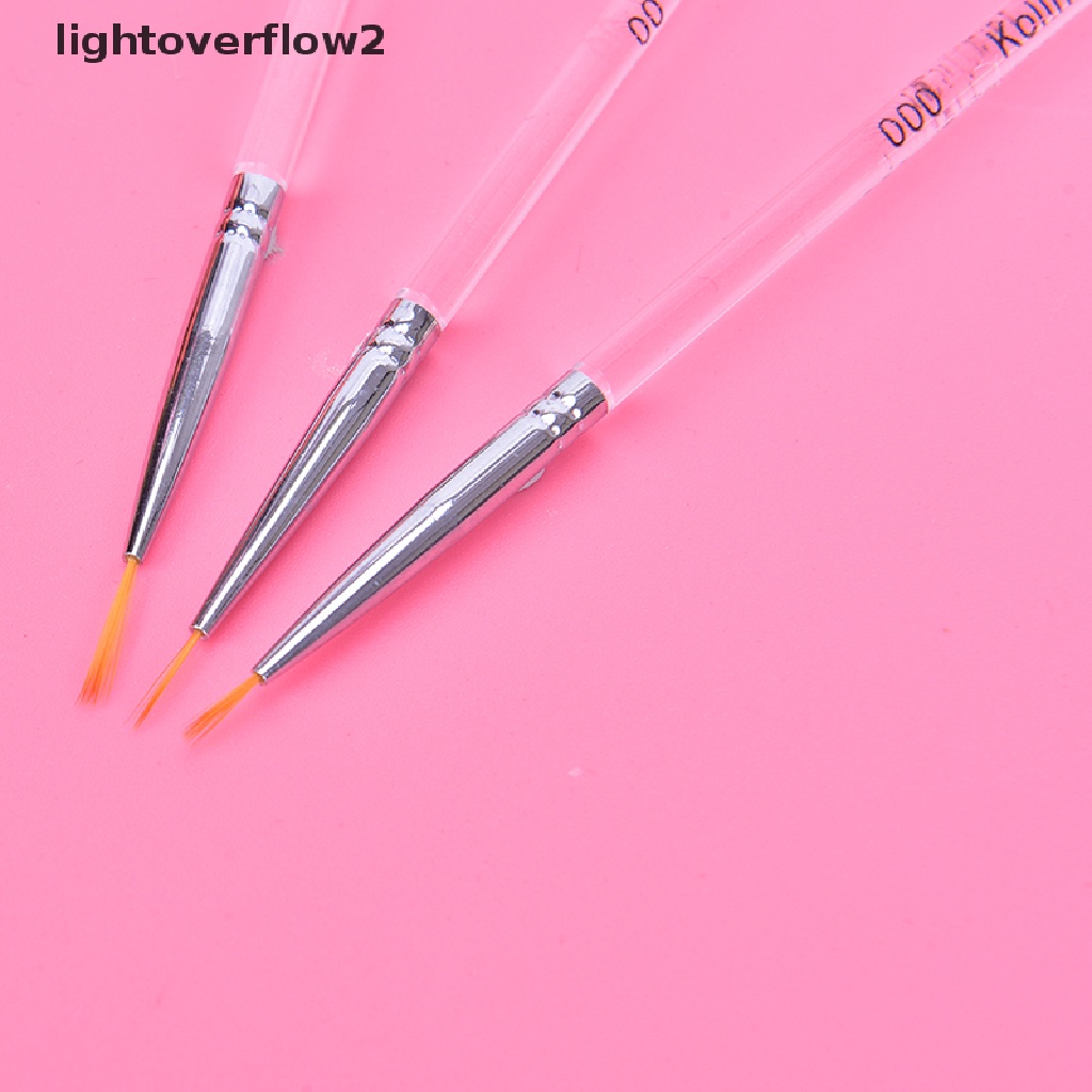 (lightoverflow2) 3pcs / set brush pen Transparan Ukuran 7 / 9 / 11mm Untuk Nail art