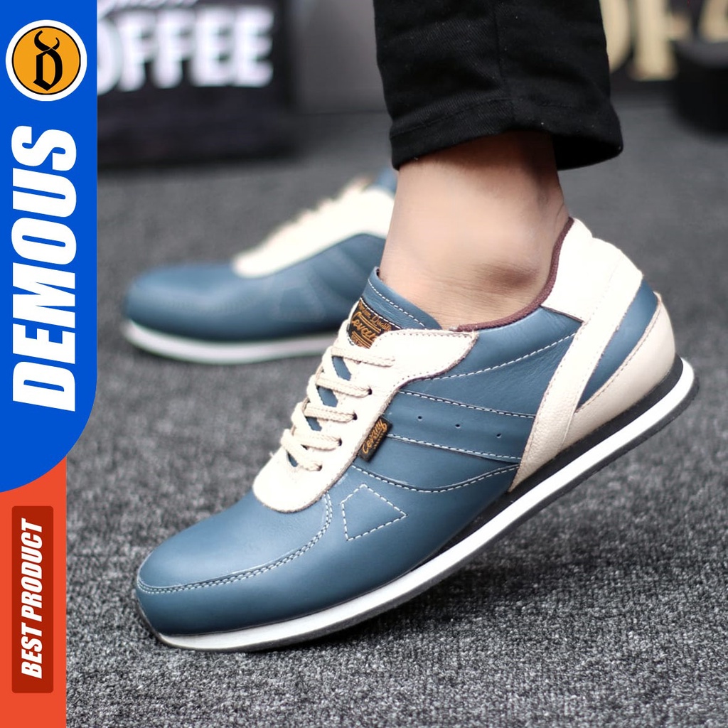 DEMOUS Jelal - Sepatu Sneakers Kulit Asli Tali Pria