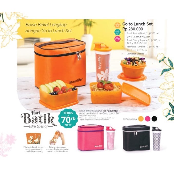 Bekal Makan Go To Lunch Moorlife PROMO TEBUS Set Ke 2 Rp70k /Lunch box set/lunchbox/bekalmakan