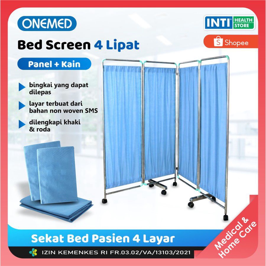 ONEMED | Bed Screen 4 Panel + Kain | Screen Bed 4 Panel | Sekat Bed