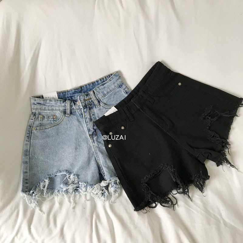 Jeans Korean Style Wanita Streetwear Pants Hot pants Celana pendek wanita dewasa Jeans Celana short wanita celana jeans cewek kekinian sobek Celana jeans sobek wanita ripped jeans wanita cewek celana ootd wanita jumbo 3XL short pants wanita