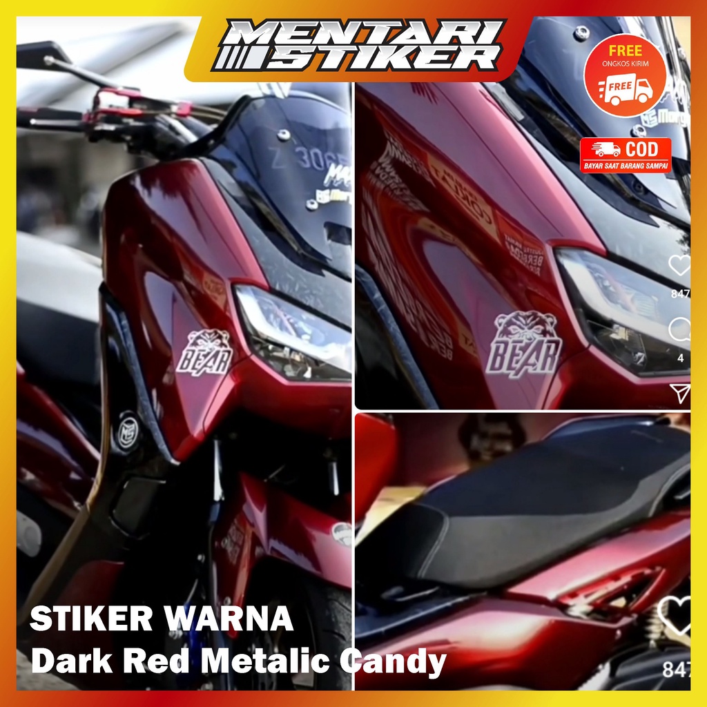 STICKER DARK RED METALIC SKOTLET MERAH GELAP METALIK CANDY