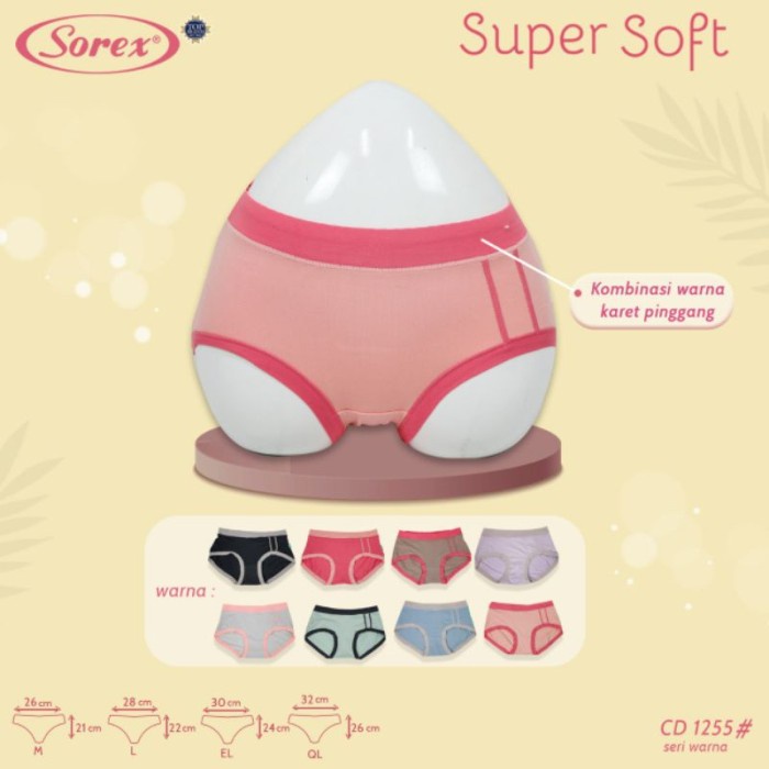 (12PCS) Celana Dalam Wanita Sorex 1255 Super soft Karet Besar Dewasa