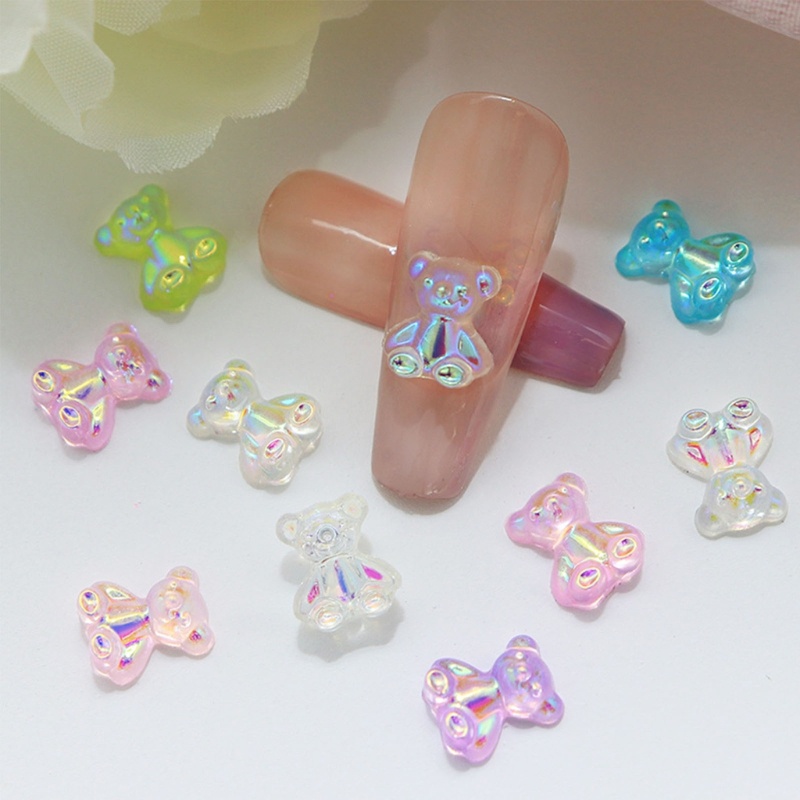 Zzz 0 Pcs Hiasan Kuku 3D Motif Beruang Aksen Berlian Imitasi + Glitter Untuk Dekorasi Nail Art / Manicure