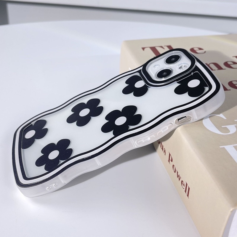 Black Flower Softcase Case HP Lucu for iphone XR 11 Pro Max 12 Pro Max 13 Pro Max 14 Pro Max