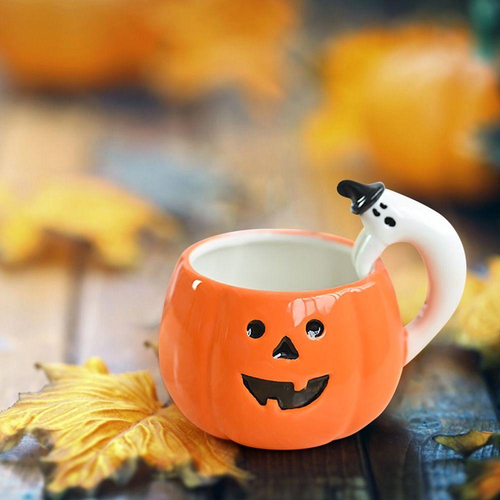 [Elegan] Cangkir Labu Hantu Keramik Tahan Panas Pesta Hadiah Perlengkapan Minum Minum Kopi Susu Cangkir Oatmeal Mug