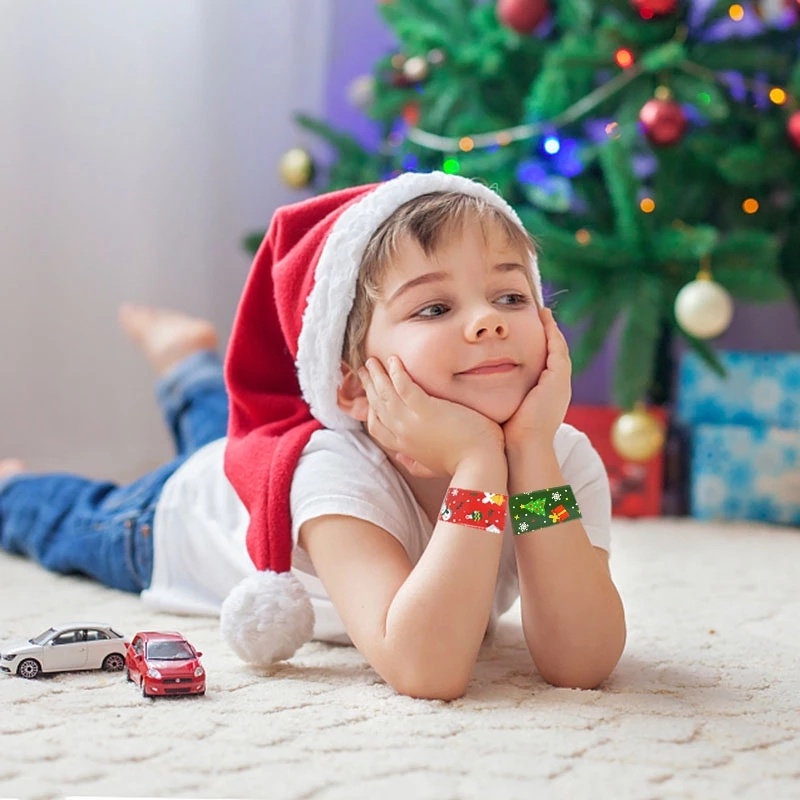 Merry Christmas Kartun Tali Pergelangan Tangan Xmas Tepuk Lingkaran Halloween Papa Cincin Gelang