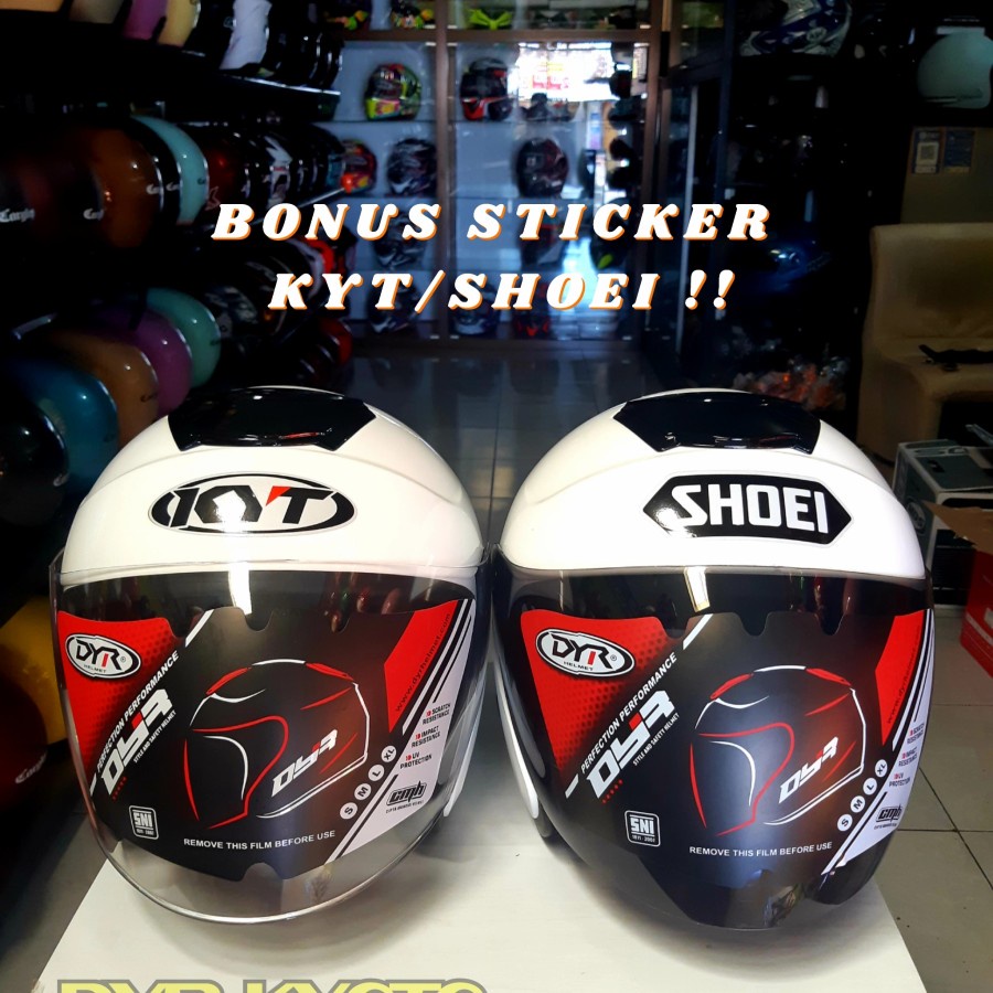 helm KYT kyoto putih half face