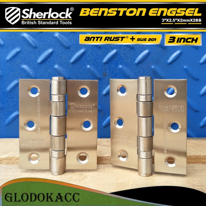 Engsel Stainless Steel 201 Ball Bearing Sherlock Engsel Pintu 3 INCH