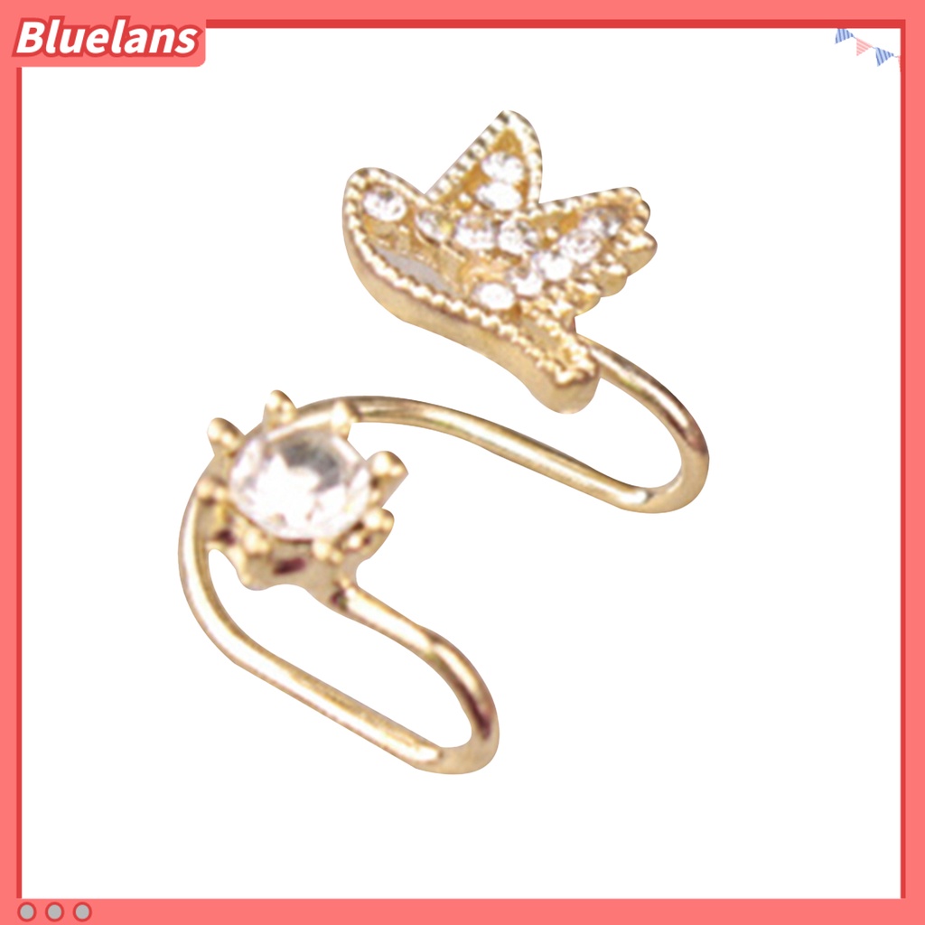 Bluelans 1 Pc Earrings Brid Shape Design Non-piercing Alloy Rhinestones Inlaid Ear Clip for Women