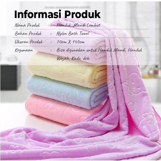 Handuk Mandi Dewasa Bahan Halus Type H16 Ukuran 70 x 140 cm / Handuk Bayi