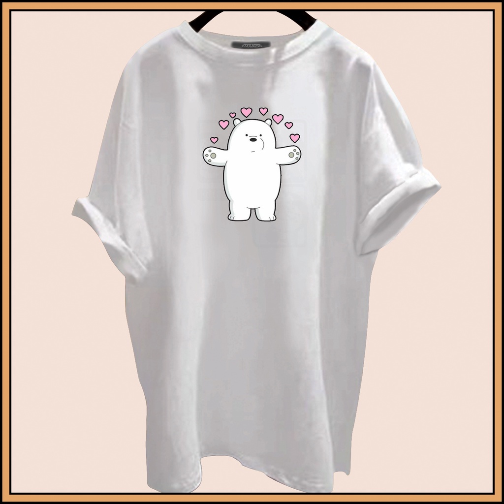CALVIERO SHOP - BAJU KAOS ATASAN WANITA PRINT BEAR LOVE LOGO GALAXY PRINT
