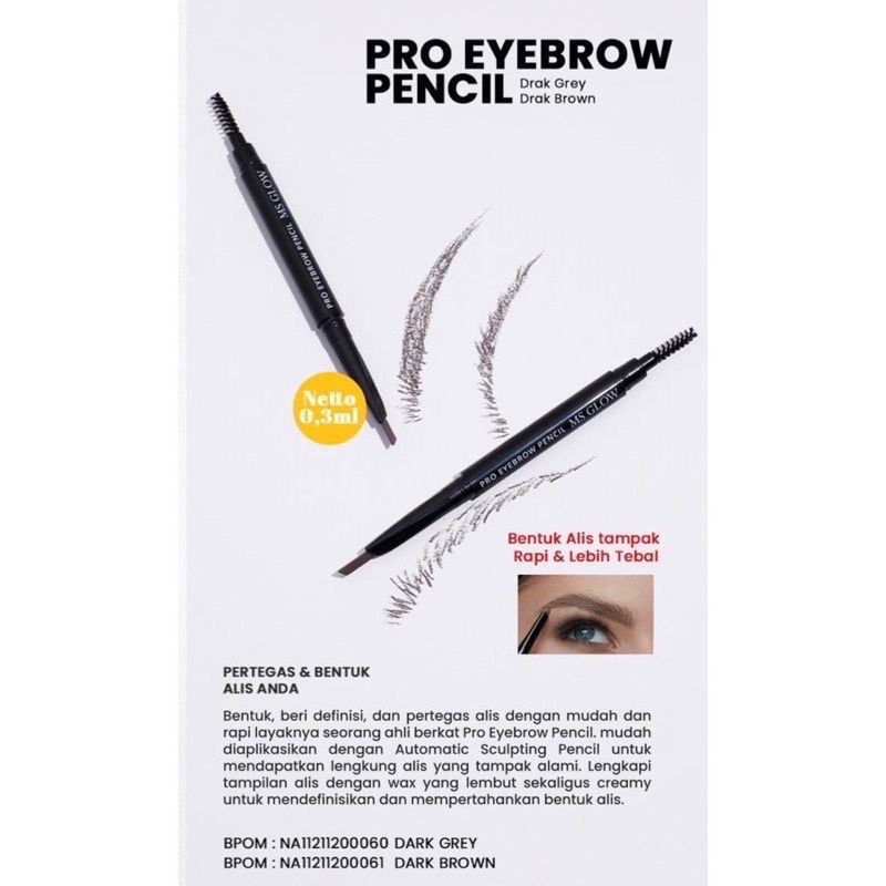 Eyebrown MS Glow Original/ Pensil Alis Warna Brown dan Grey Terlaris Termurah bisa Cod