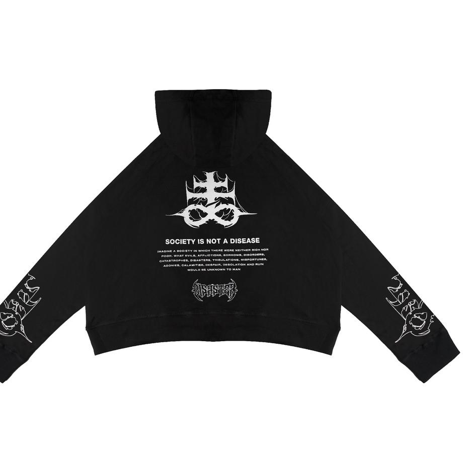 Sale GRDT Dstr Hoodie Oversize Crop Top Black