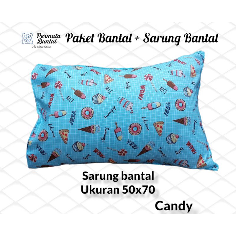 [PROMO] Paket Bantal + Sarung ukuran 50x70 Sarung Microtex Halus dan lembut