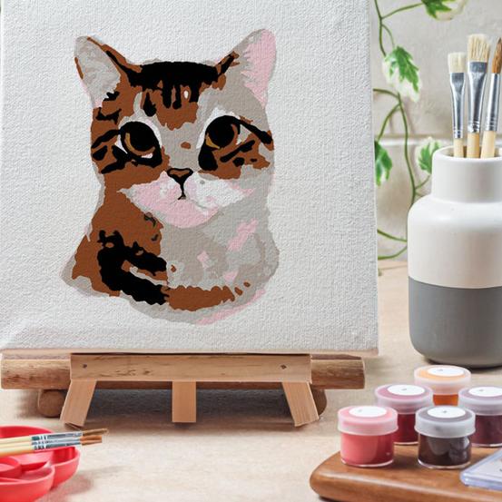 

Paint by number lukisan kucing cat canvas 20x20 cm - animal01, 15x15cm