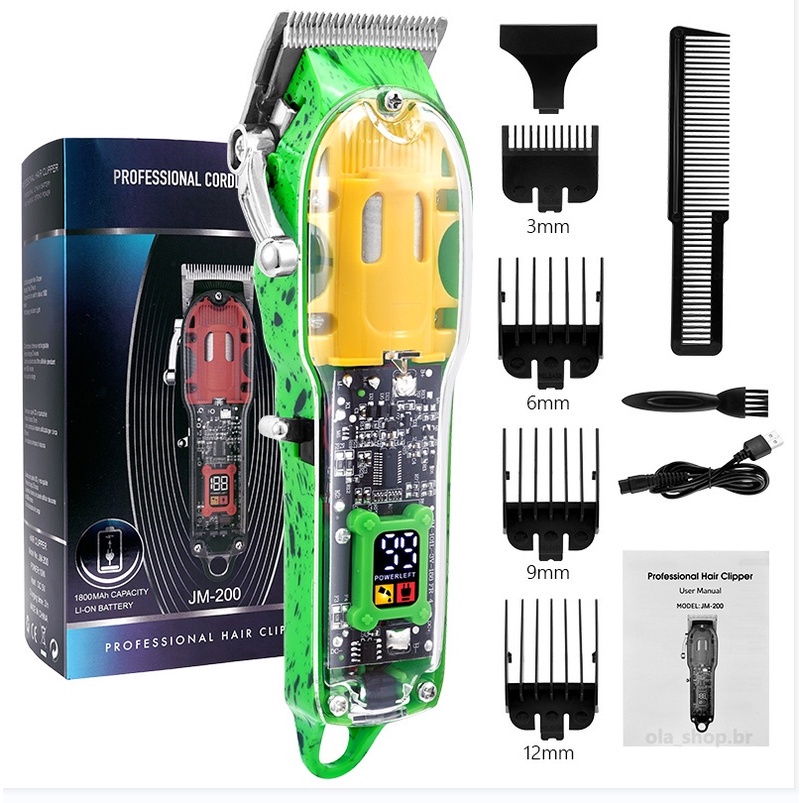 Alat Cukur Rambut Elektrik Tanpa Kabel Dengan Layar LCD Digital Transparan Hair Clipper