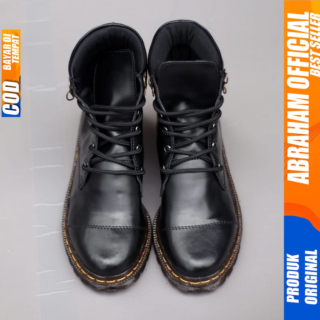 Sepatu Docmart Formal Pantofel Boots Hitam Wanita Abraham Miju