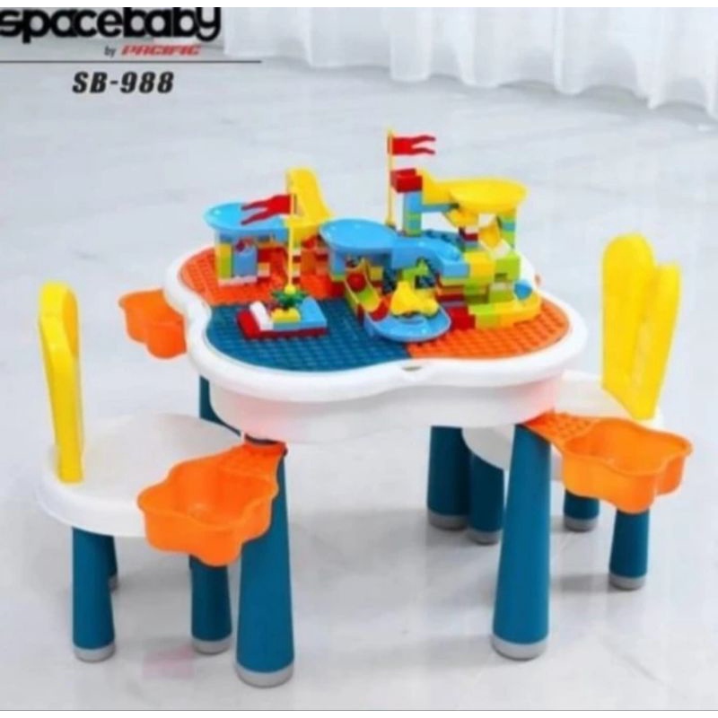 Meja Lego Spacebaby Multifunctional Table 6 in 1 SB988 Free Lego