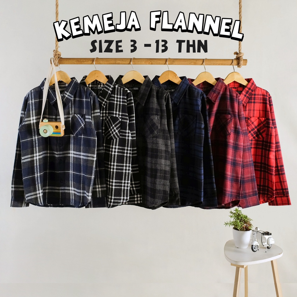 paket reseller 20 pcs kemeja flannel anak 3-13 thn