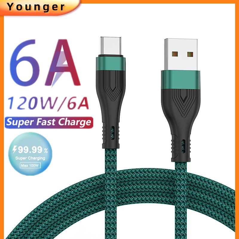 6a Kabel Data / Charger USB Tipe C Fast Charging Bahan Nilon Model Kepang Untuk Android