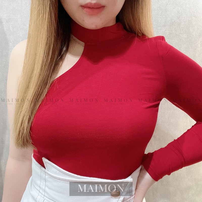 Bye Halter One Shoulder Long Sleeve Blouse | Atasan Wanita Korean Fashion | Maimon Grosir