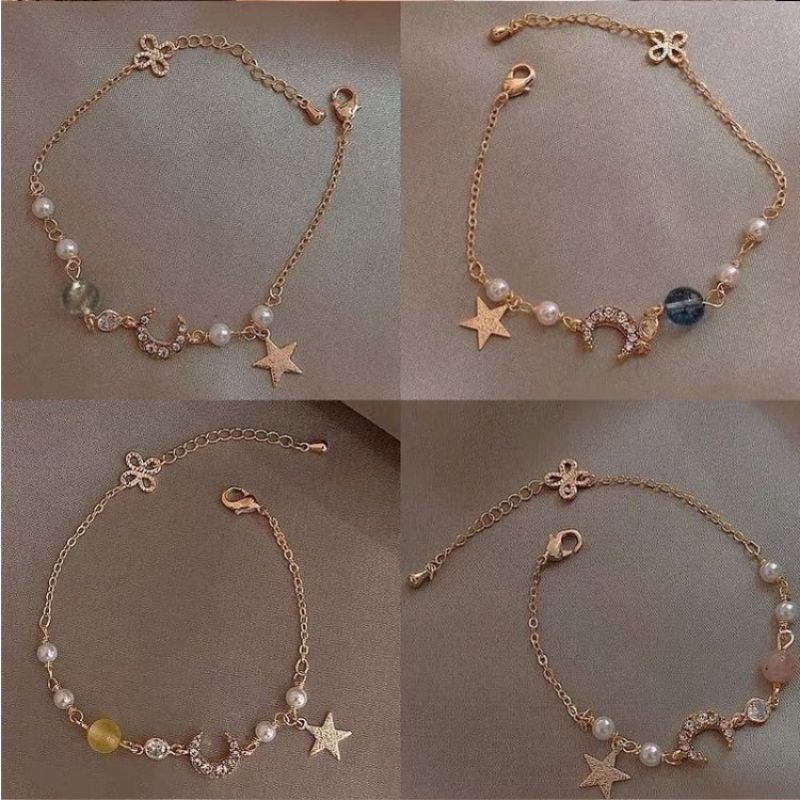 Zaphirastore [TERBARU] GELANG BEADS KOREA WANITA BULAN BINTANG LUCU