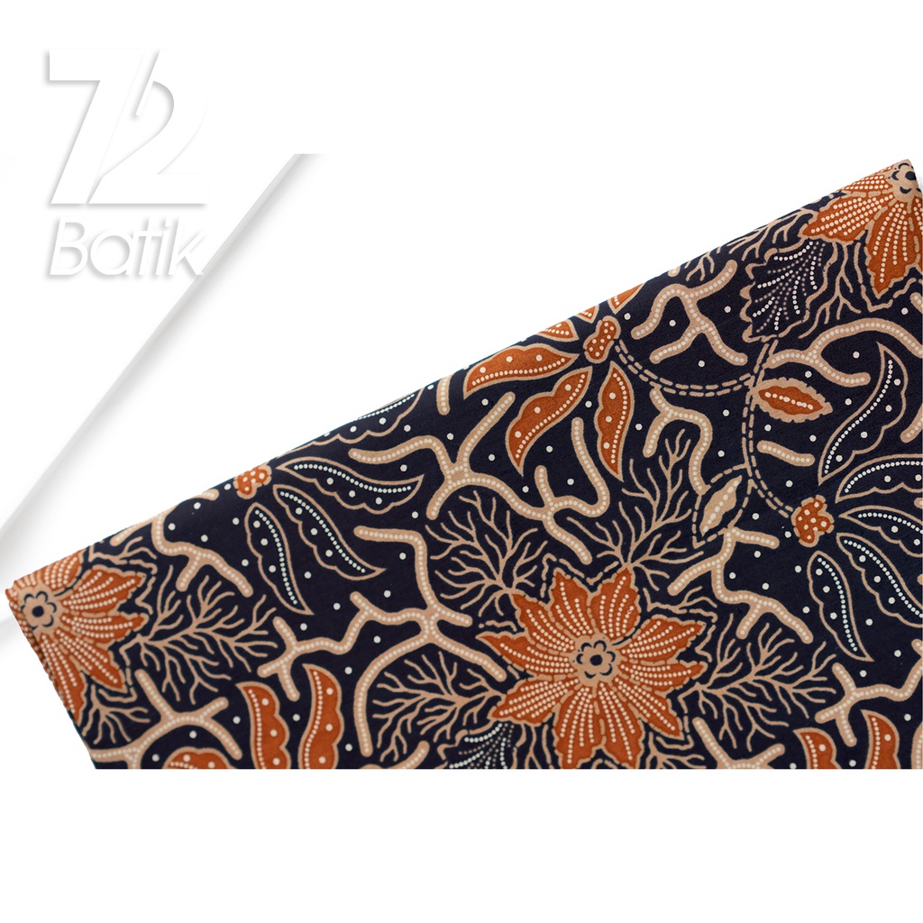 KAIN BATIK PREMIUM Bahan Katun Motif Kembang Neo Warna Hitam Orange 722558 CAP 72IL Jarik Jarit Samping Kebat Panjang Batik Katun Modern Premium Bahan Seragam Batik Pernikahan Kantor Keluarga Murah Kamen Jadi Batik Bali Lembaran